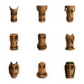 Totem idol icon set, cartoon style