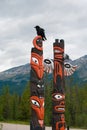 Totem pole with crow