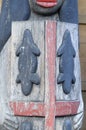 Totem pole located at the Cowichan Tribes Administration building. Duncan, British Columbia Royalty Free Stock Photo