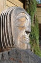 Totem pole located at the Cowichan Tribes Administration building. Duncan, British Columbia Royalty Free Stock Photo