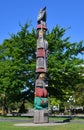 Totem pole site in front the historic british columbia province parliament