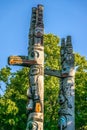 Totem pole at thunderbird park victoria bc canada Royalty Free Stock Photo