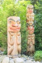 Indian totem poles in Capilano Suspension Bridge in Vancouver, C Royalty Free Stock Photo