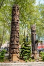 Totem poles on Pioneer Square, Seattle, WA