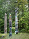 Totem poles in Staley Park in Vancouver, Canada Royalty Free Stock Photo