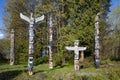 Totem poles at Stanley park Vancouver Canada Royalty Free Stock Photo