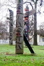 Totem Poles in Thunderbird Park Royalty Free Stock Photo