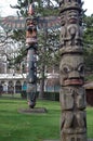 Totem poles in Thunderbird Park in Victoria in Canada Royalty Free Stock Photo