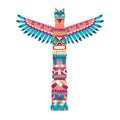 Totem poles vector illustration with tiki mask Royalty Free Stock Photo