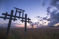 Totem in the Village of Old Believers in the Russian outback in night time Royalty Free Stock Photo