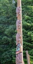 Totems art and carvings at saxman village in ketchikan alaska Royalty Free Stock Photo