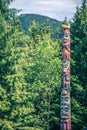 Totems art and carvings at saxman village in ketchikan alaska Royalty Free Stock Photo