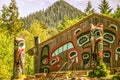 Totems art and carvings at saxman village in ketchikan alaska Royalty Free Stock Photo