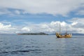 Totora boat on the Titicaca Lake Royalty Free Stock Photo