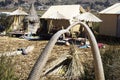 Totora boat on the Titicaca lake near Puno, Peru Royalty Free Stock Photo