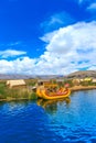 Totora boat on the Titicaca lake near Puno