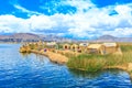 Totora boat on the Titicaca lake near Puno Royalty Free Stock Photo