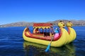 Totora reed floating islands Uros, lake Titicaca, Peru Royalty Free Stock Photo