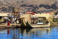 Totora reed floating islands Uros, lake Titicaca, Peru