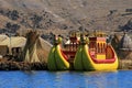 Totora reed floating islands Uros, lake Titicaca, Peru Royalty Free Stock Photo