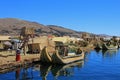 Totora reed floating islands Uros, lake Titicaca, Peru Royalty Free Stock Photo