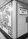 Tottenham Court Road Underground Station, London, showing black and white mosaic tiles by Eduardo Paolozzi Royalty Free Stock Photo