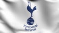 Tottenham Hotspur F.C. flag blowing in the wind. Emblem of Football Club FC Premier League. Champion winner in soccer. 3d