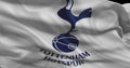 Tottenham Hotspur FC waving flag. Tottenham Hotspur football club background. Soccer team logo