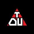 TOU triangle letter logo design with triangle shape. TOU triangle logo design monogram. TOU triangle vector logo template with red