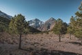 Toubkal National Park very close to the small village of Imlil in the Atlas Mountains, Morocco. Hiking trip with blue Royalty Free Stock Photo