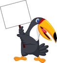 Toucan bird cartoon with blank sign