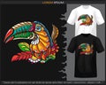 toucan bird mandala arts isolated on black and white t shirt Royalty Free Stock Photo