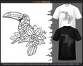 Toucan bird mandala arts isolated on black and white t shirt Royalty Free Stock Photo