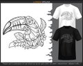 Toucan bird mandala arts isolated on black and white t shirt Royalty Free Stock Photo