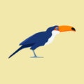 Toucan bird yellow zoo vector icon side view. Flat jungle tropical summer exotic wild parrot. Cartoon paradise Royalty Free Stock Photo