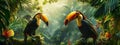 toucan birds in the jungle. selective focus. Royalty Free Stock Photo