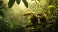 toucan birds in the jungle. selective focus. Royalty Free Stock Photo
