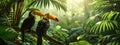 toucan birds in the jungle. selective focus. Royalty Free Stock Photo