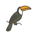 Toucan doodle icon, vector color line illustration
