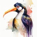 Toucan in a fantasy forest. 3D render illustration. Generative AI