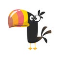 Funny toucan cartoon. Vector bird illustration.