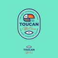 Toucan icon. Coffee beans emblem. Logo for the coffee packing .