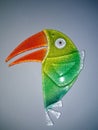 Toucan parrot tropical stained coloured glass grey orange green