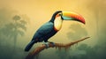 Vividly Bold Toucan Illustration In Hyper-realistic 2d Game Art Style