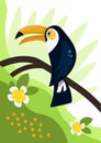 Toucan sits on a branch. Tropical bird