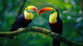 Toucan sitting on the branch in the forest