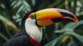 Toucan toco bird, colored bird with big beak. Royalty Free Stock Photo