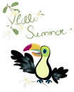 Toucan tropical bird. Summer sale template for poster, banner, postcard. Royalty Free Stock Photo