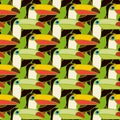 Toucans bird colorful seamless pattern