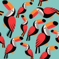 Toucans on blue background.